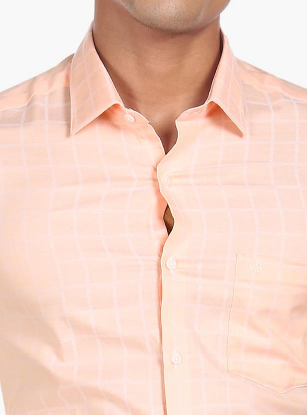ARROW Men Windowpane Check Manhattan Formal Shirt (Slim Fit)