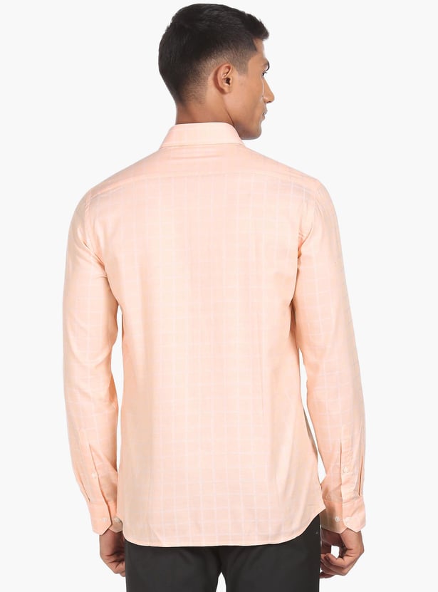 ARROW Men Windowpane Check Manhattan Formal Shirt (Slim Fit)