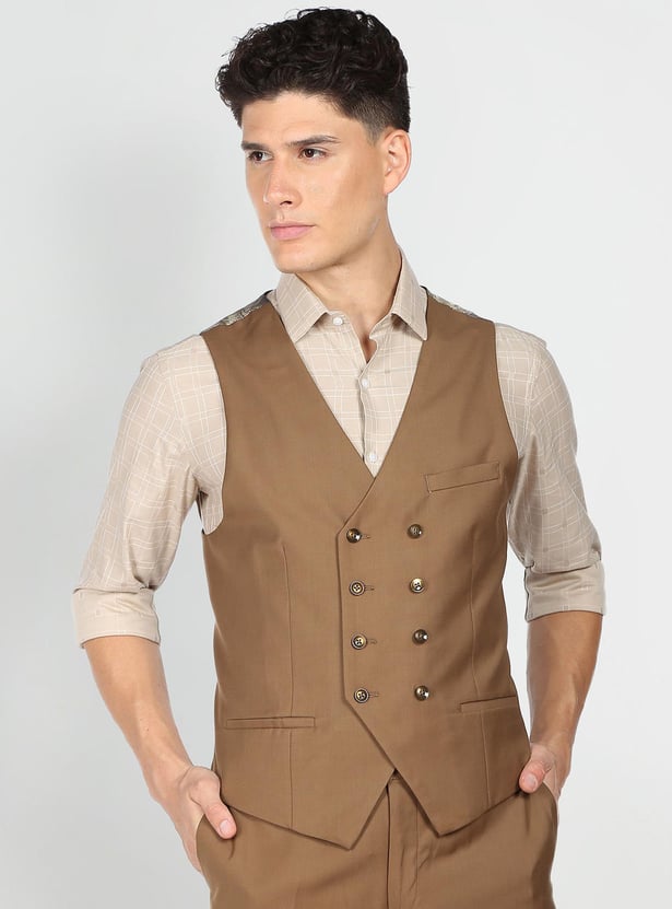 ARROW Men Solid Regular Fit Three Piece Suit