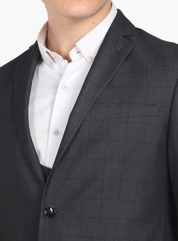 ARROW Men Checkered Regular Fit Three Piece Suit