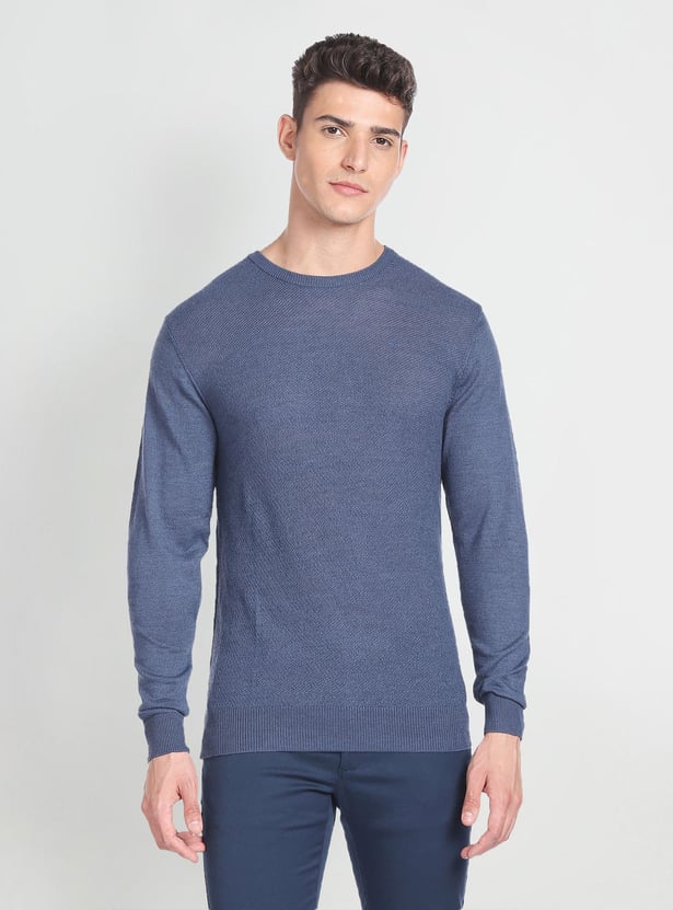 ARROW Men Patterned Sweater with Ribbed Neckline