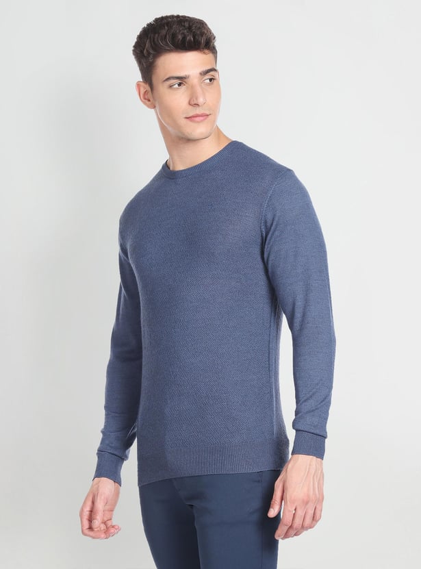 ARROW Men Patterned Sweater with Ribbed Neckline
