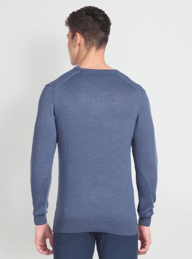 ARROW Men Patterned Sweater with Ribbed Neckline