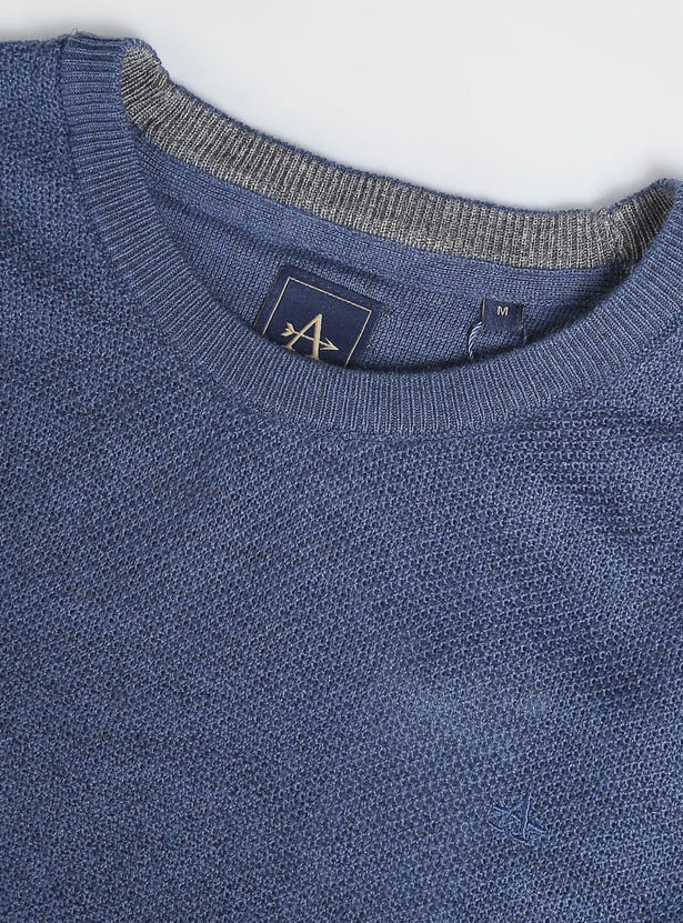 ARROW Men Patterned Sweater with Ribbed Neckline