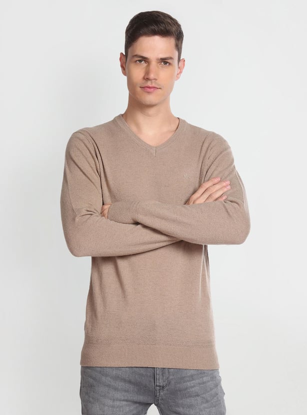 ARROW SPORT Men Solid V-neck Sweater