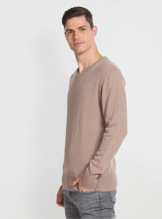 ARROW SPORT Men Solid V-neck Sweater