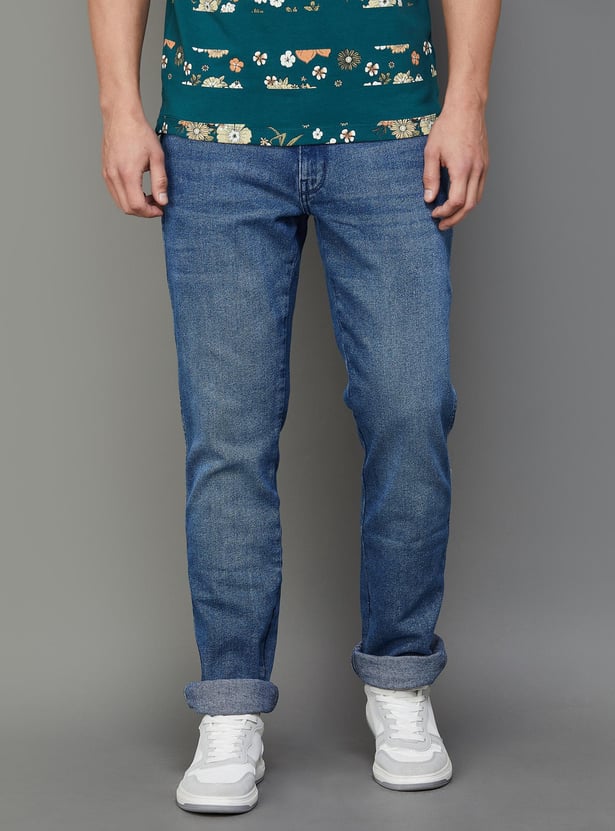 Buy WRANGLER Men Regular Straight Fit Washed Jeans from Wrangler