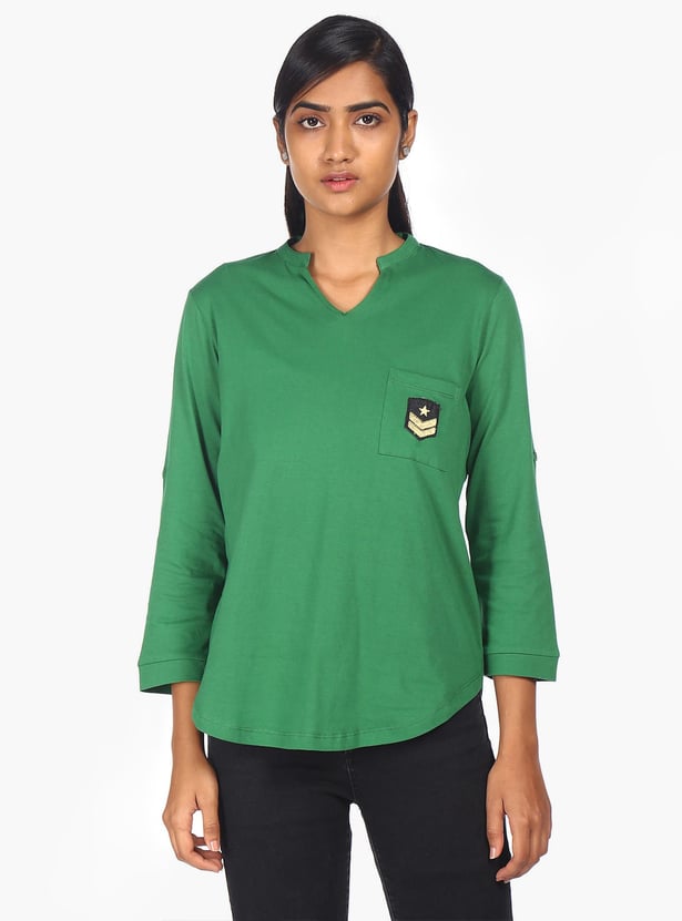 FLYING MACHINE Women Solid Regular Fit T-shirt