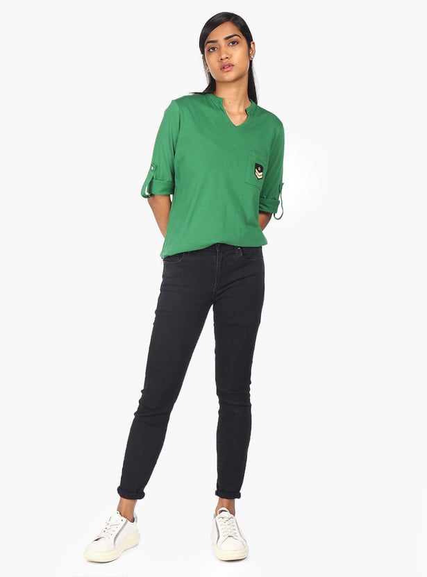 FLYING MACHINE Women Solid Regular Fit T-shirt