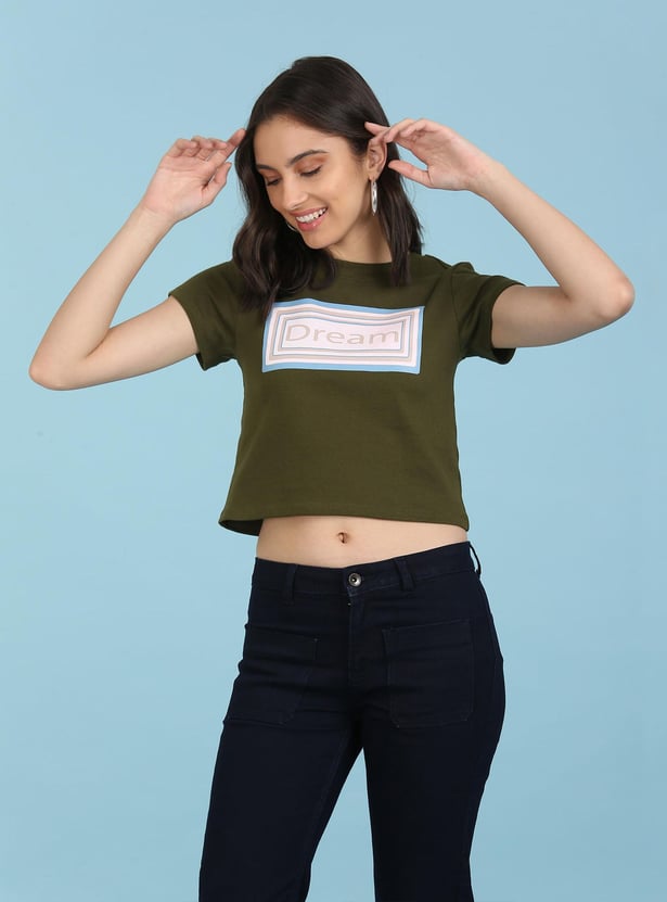 FLYING MACHINE Women Printed Cropped T-shirt