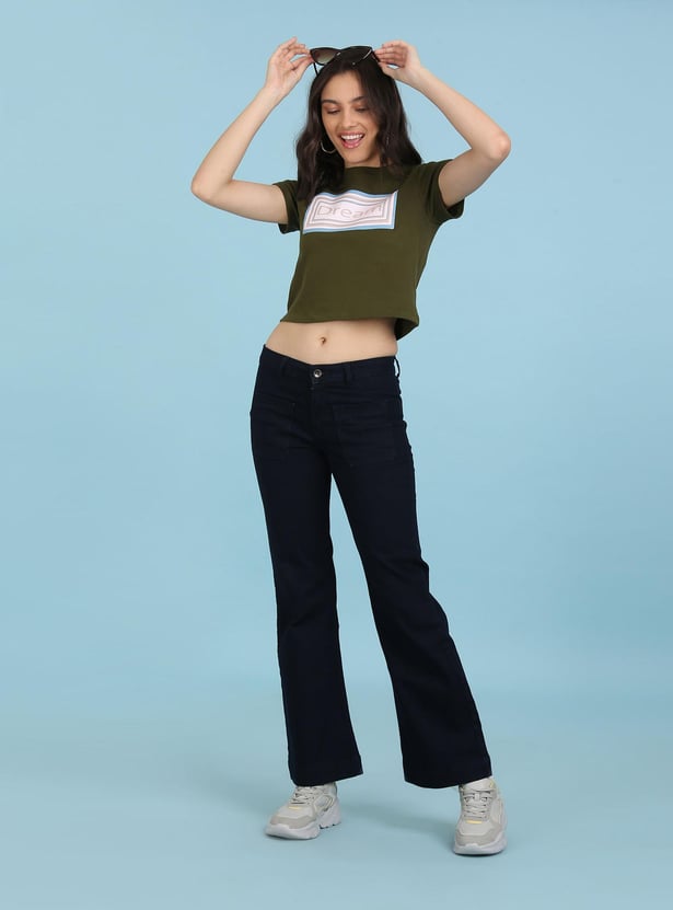 FLYING MACHINE Women Printed Cropped T-shirt