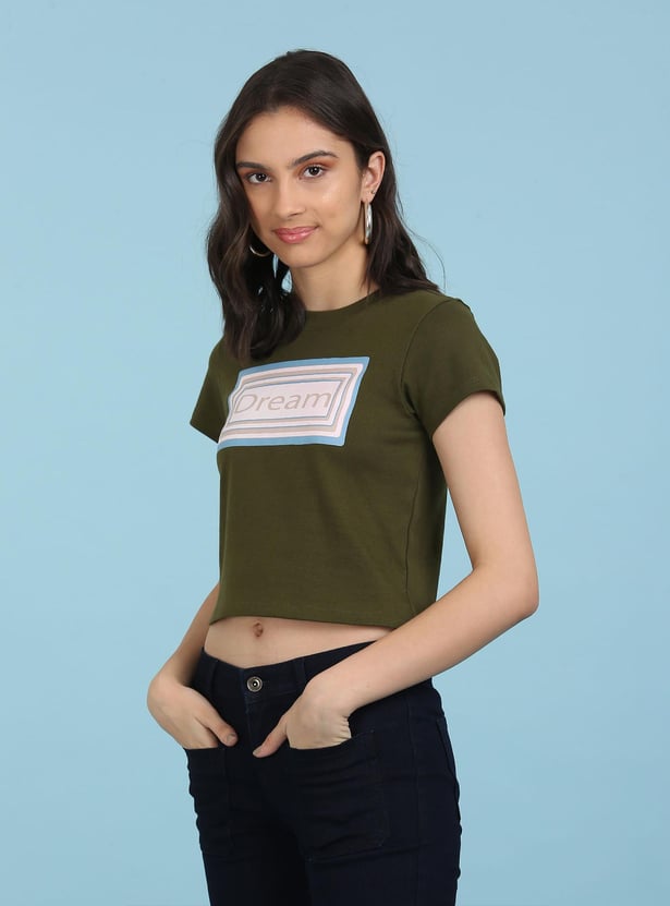 FLYING MACHINE Women Printed Cropped T-shirt