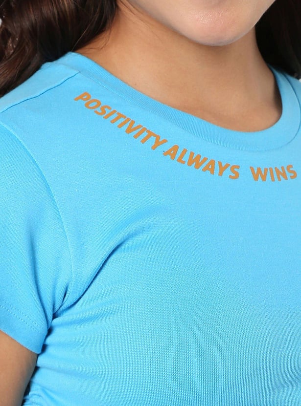 FLYING MACHINE Women Placement Print Ruched T-shirt