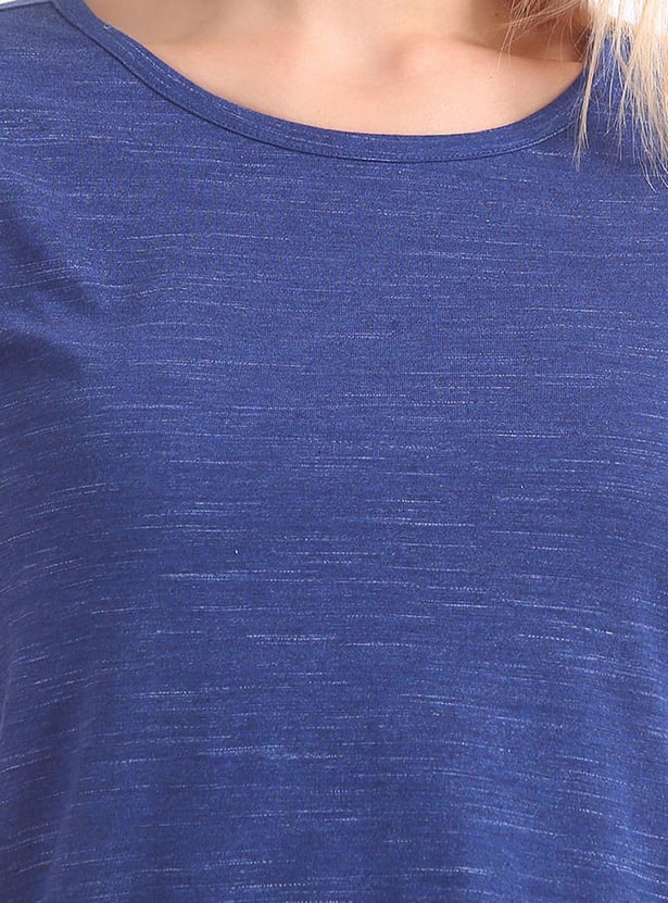 FLYING MACHINE Women Heathered Ruffle Trim Top