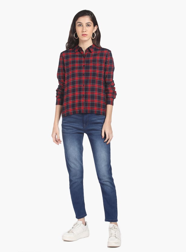 FLYING MACHINE Women Checked Regular Fit Casual Shirt