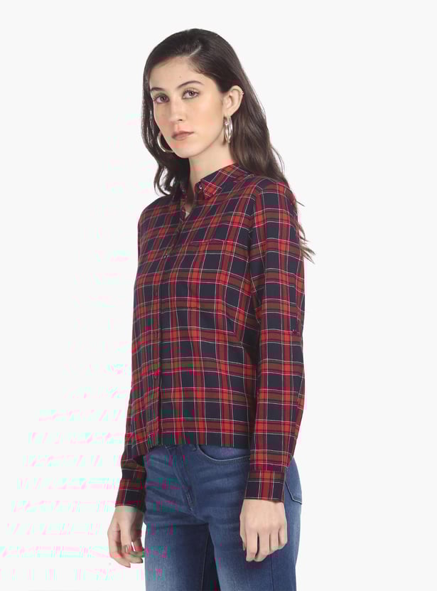 FLYING MACHINE Women Checked Regular Fit Casual Shirt