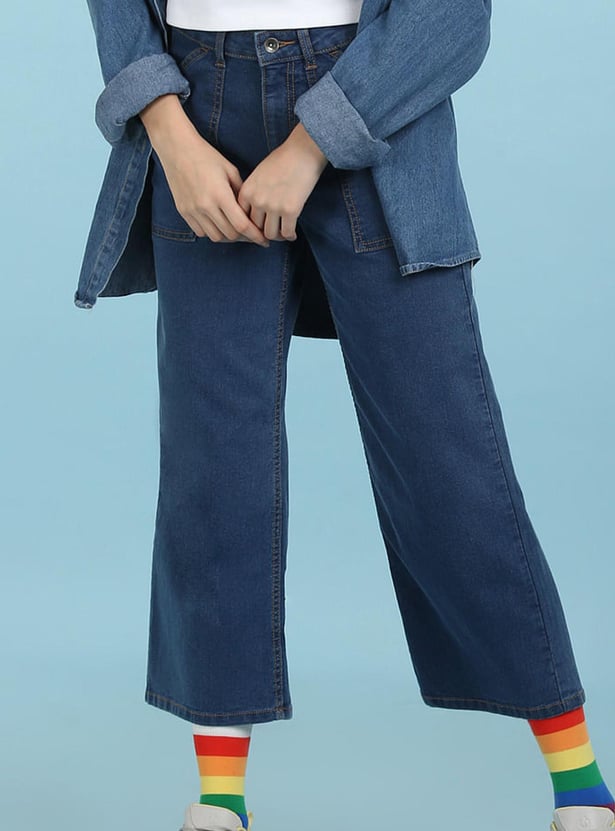 FLYING MACHINE Women Solid Wide Leg Jeans