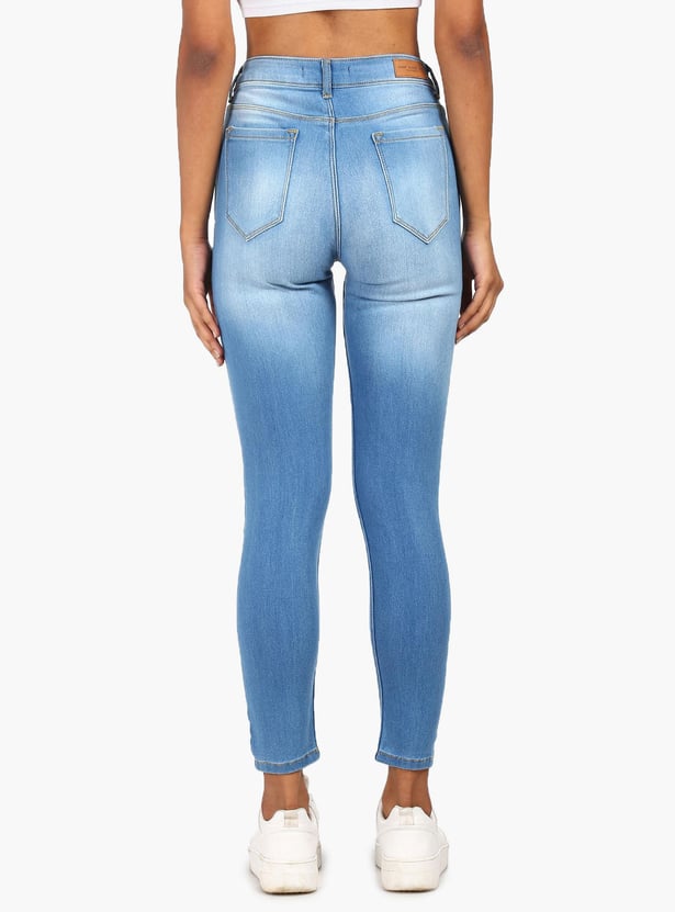 FLYING MACHINE Women Stonewashed Distressed Skinny Fit Jeans