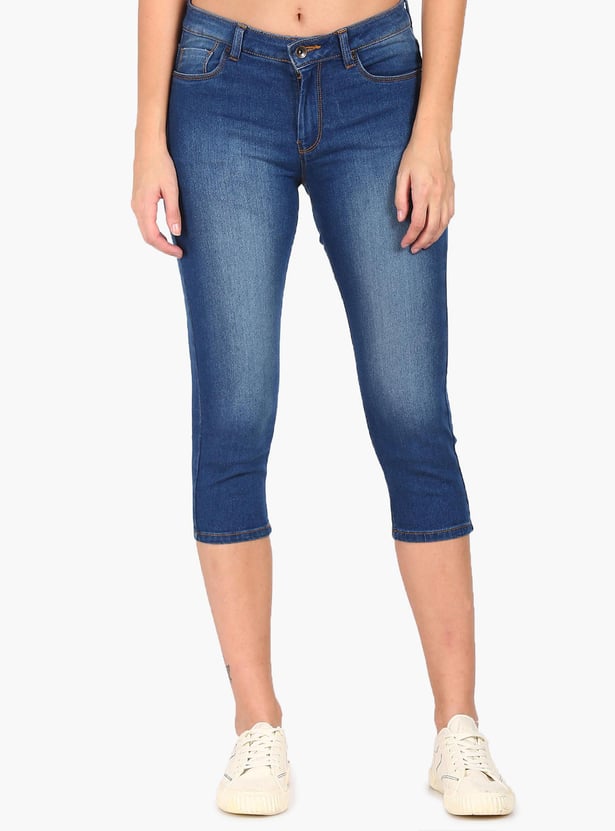 FLYING MACHINE Women Washed Veronica Capri Jeans (Skinny)