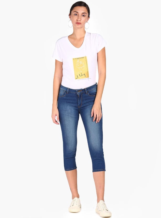 FLYING MACHINE Women Washed Veronica Capri Jeans (Skinny)