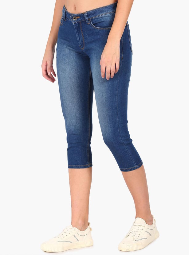 FLYING MACHINE Women Washed Veronica Capri Jeans (Skinny)
