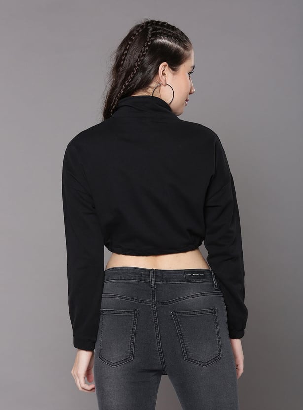 FLYING MACHINE Women Solid Cropped Sweatshirt
