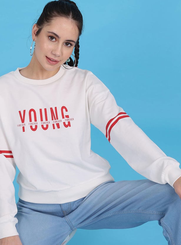 FLYING MACHINE Women Typographic Printed Sweatshirt