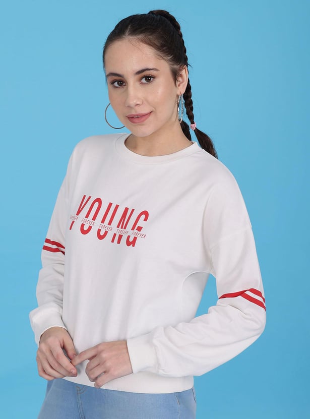 FLYING MACHINE Women Typographic Printed Sweatshirt