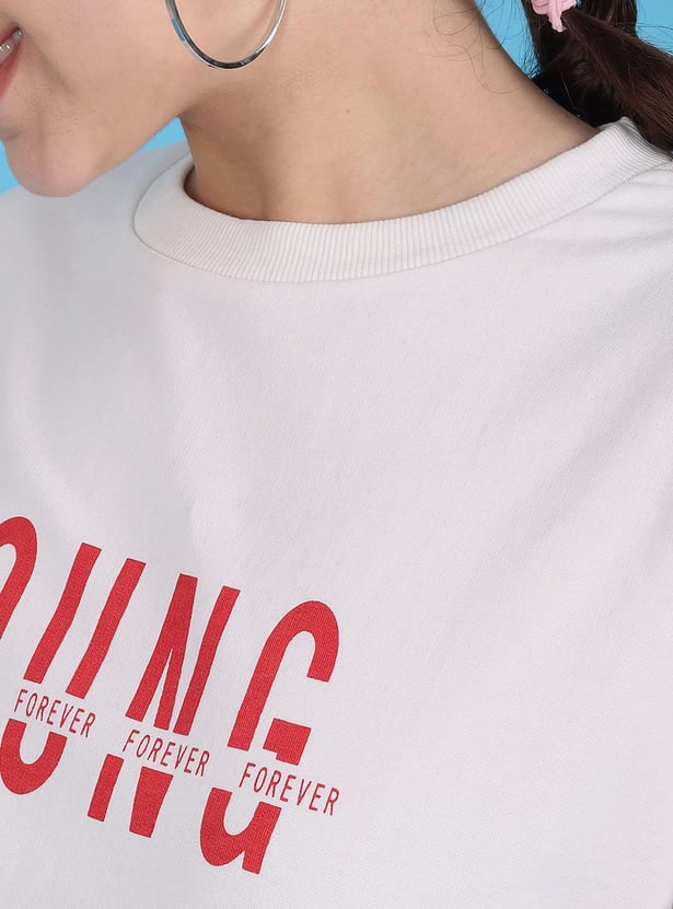 FLYING MACHINE Women Typographic Printed Sweatshirt