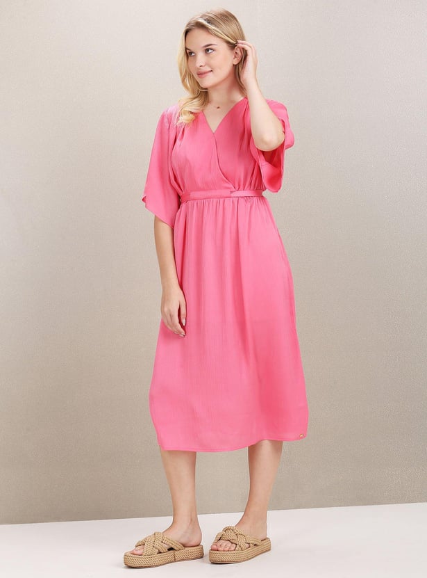 U.S. POLO ASSN. Women Textured Midi Dress