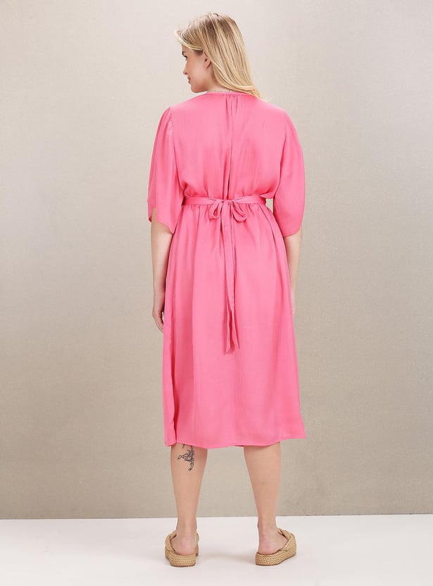 U.S. POLO ASSN. Women Textured Midi Dress