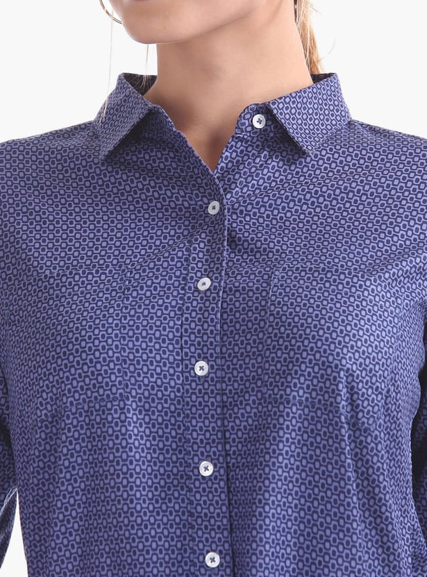 U.S. POLO ASSN. Women Geometric Print Belted Shirt Dress