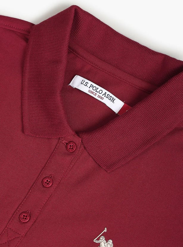 U.S. POLO ASSN. Women Solid Slim Fit Polo T-shirt
