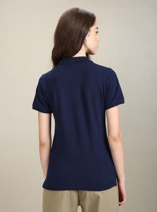 U.S. POLO ASSN. Women Sequin Logo Slim Fit Polo T-shirt