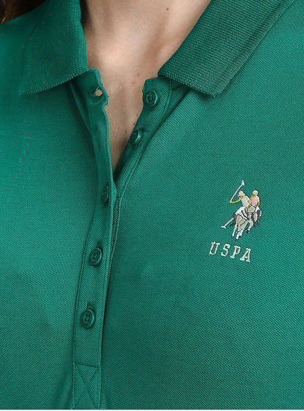 U.S. POLO ASSN. Women Solid Slim Fit Polo T-shirt