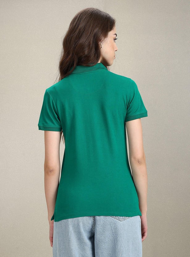 U.S. POLO ASSN. Women Solid Slim Fit Polo T-shirt