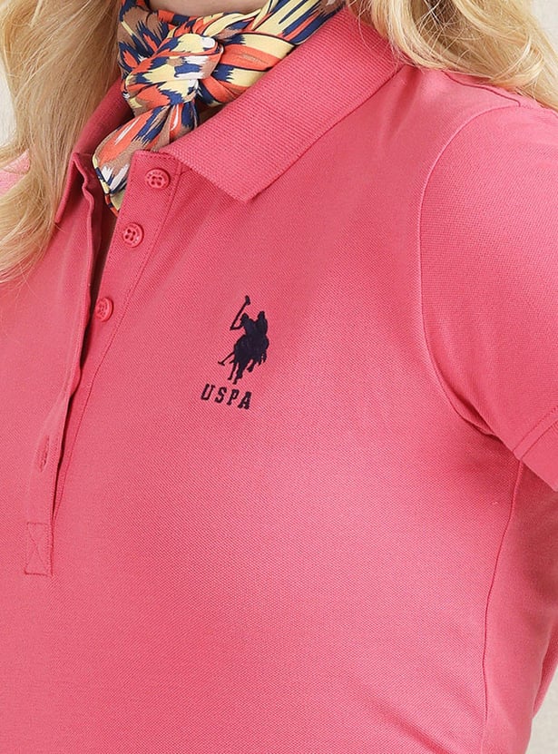 U.S. POLO ASSN. Women Solid Regular Fit Polo T-shirt