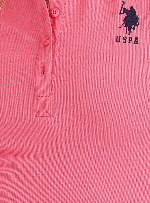 U.S. POLO ASSN. Women Solid Regular Fit Polo T-shirt