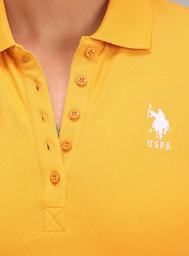 U.S. POLO ASSN. Women Solid Slim Fit Polo T-shirt