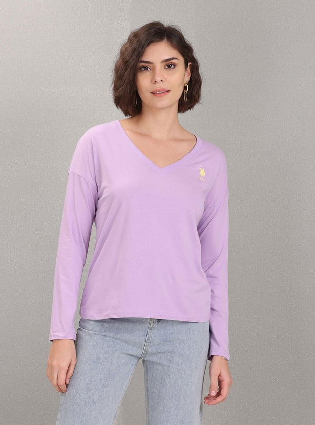 U.S. POLO ASSN. Women V-Neck Cotton Top