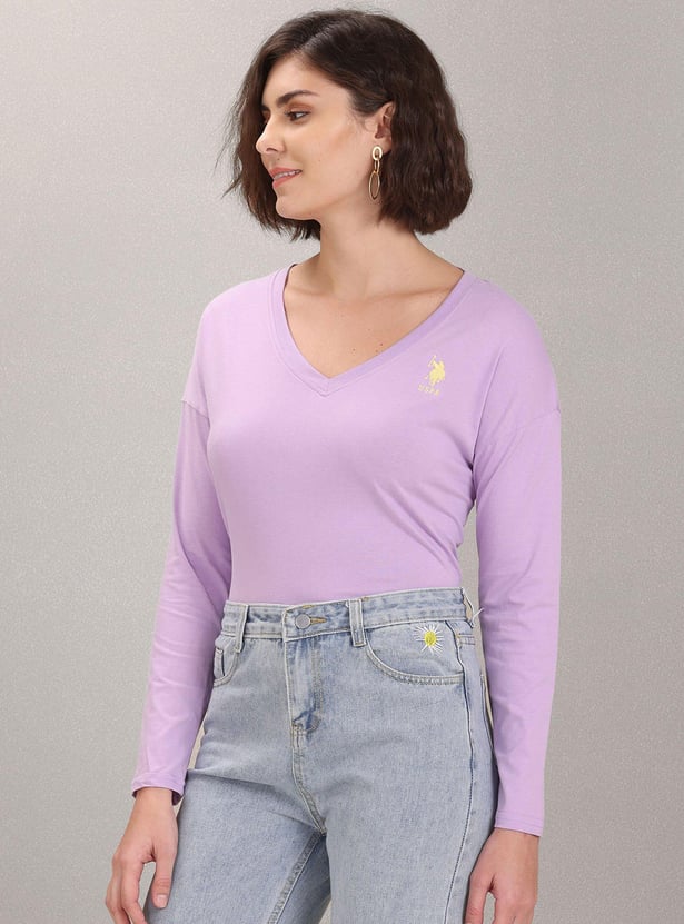 U.S. POLO ASSN. Women V-Neck Cotton Top