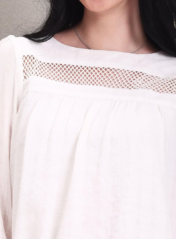 U.S. POLO ASSN. Women Solid Lace Detailed Top