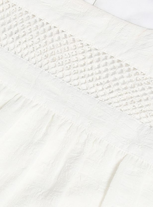 U.S. POLO ASSN. Women Solid Lace Detailed Top
