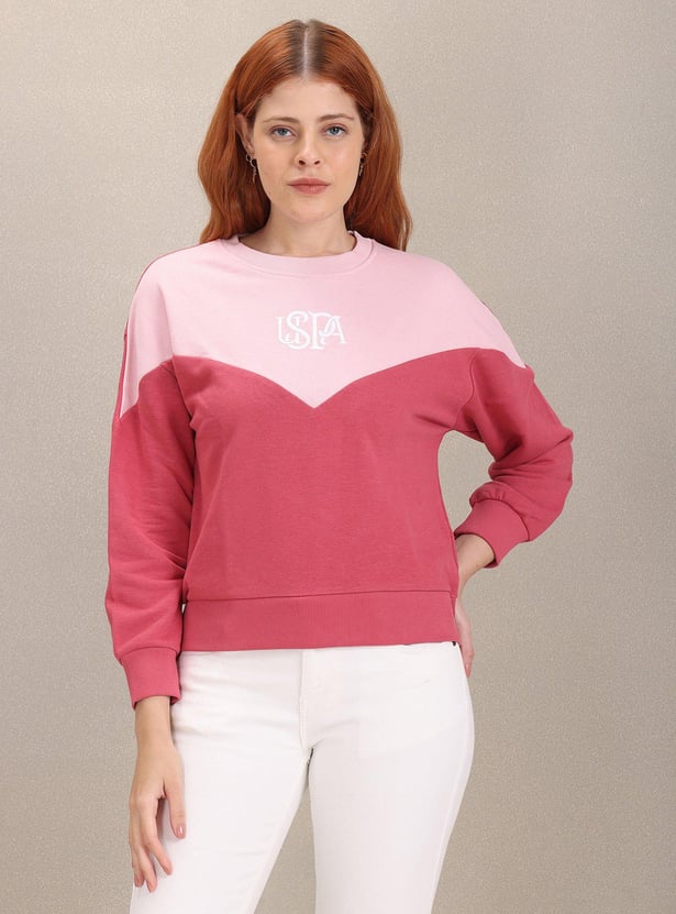 U.S. POLO ASSN. Women Colourblocked Sweatshirt