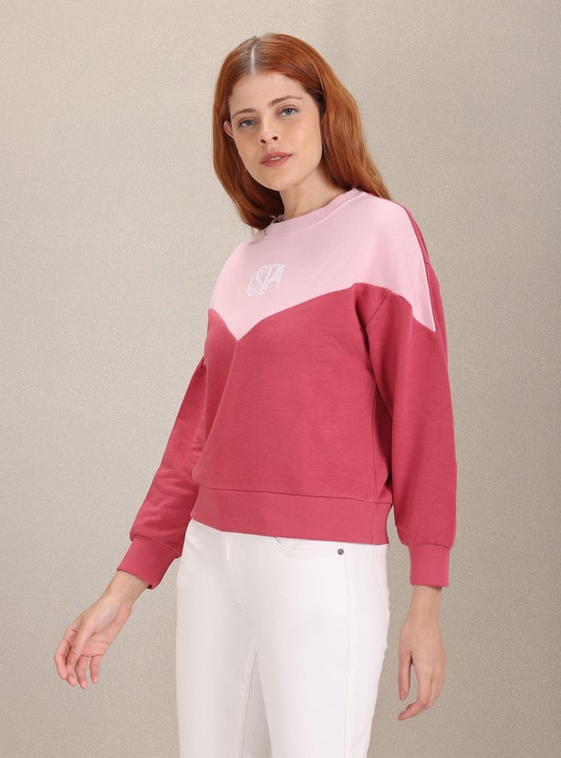 U.S. POLO ASSN. Women Colourblocked Sweatshirt