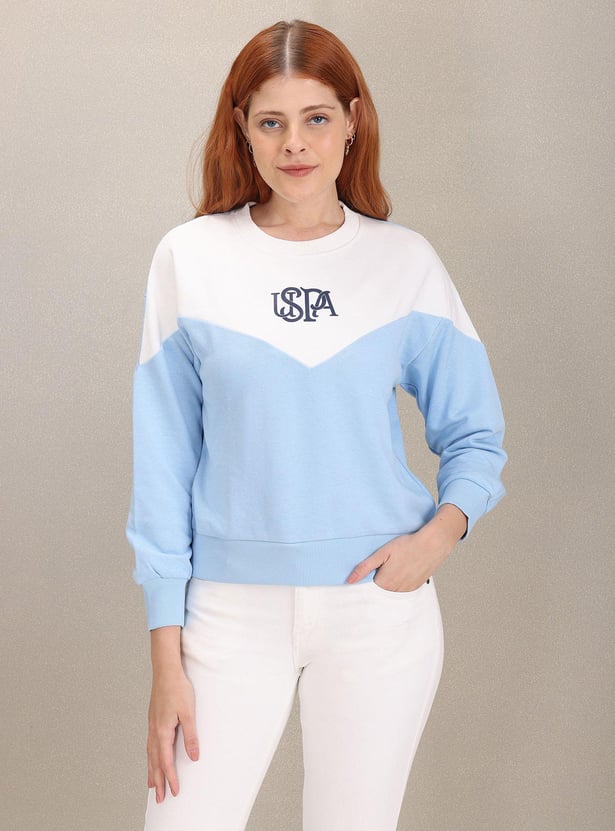 Buy U.S. POLO ASSN. Women Colourblocked Sweatshirt from U.S. POLO ASSN. at just INR 2349.0