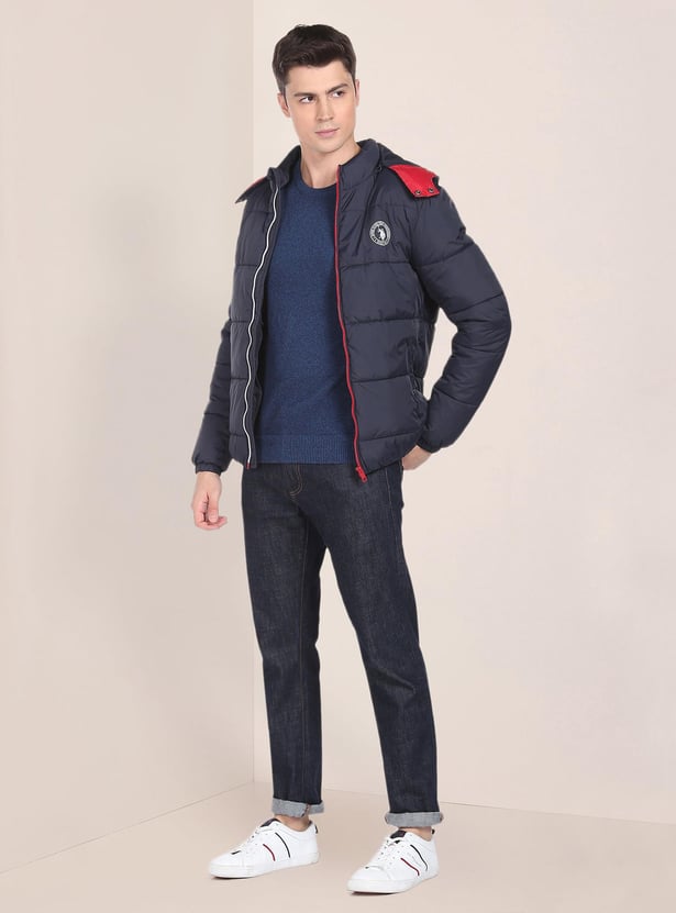 U.S. POLO ASSN. Men Solid Hooded Padded Jacket