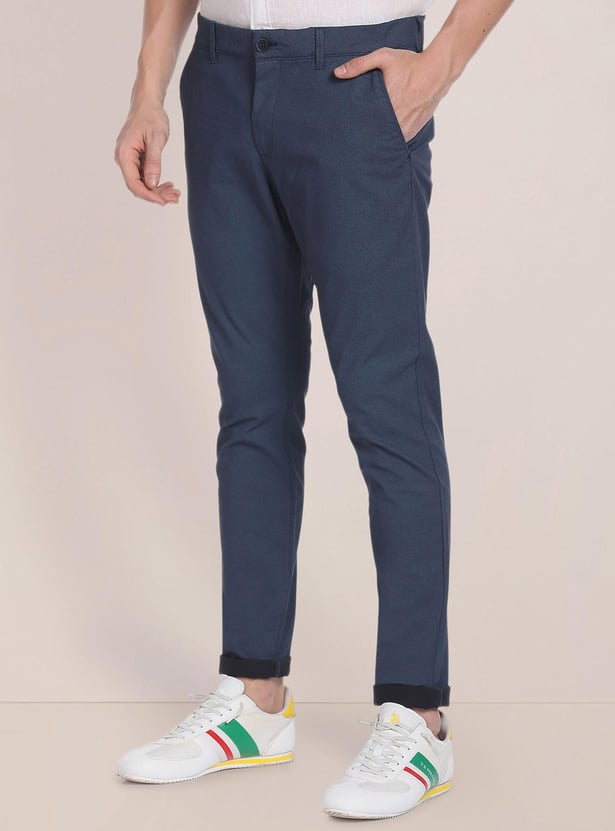 U.S. POLO ASSN. Men Textured Austin Casual Trousers (Regular)