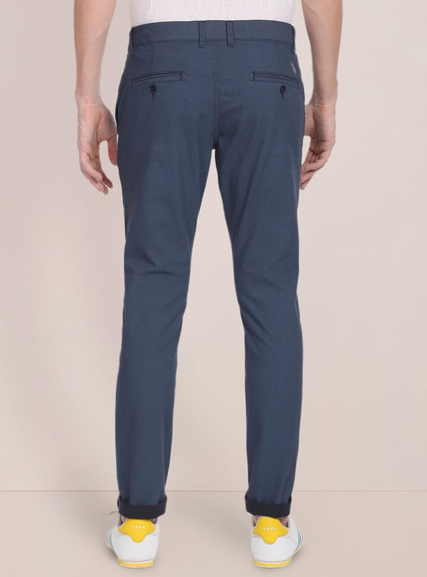 U.S. POLO ASSN. Men Textured Austin Casual Trousers (Regular)