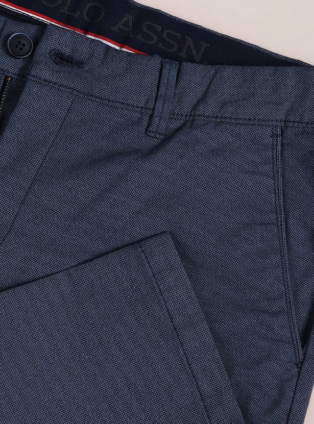U.S. POLO ASSN. Men Textured Austin Casual Trousers (Regular)